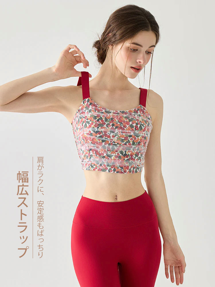 プリント柄 メッシュ ブラトップパッド付き