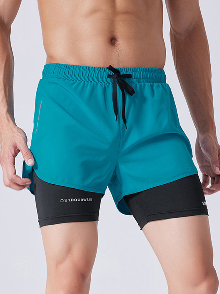 メンズ 2-IN-1 3分丈 速乾 バスケ マラソン