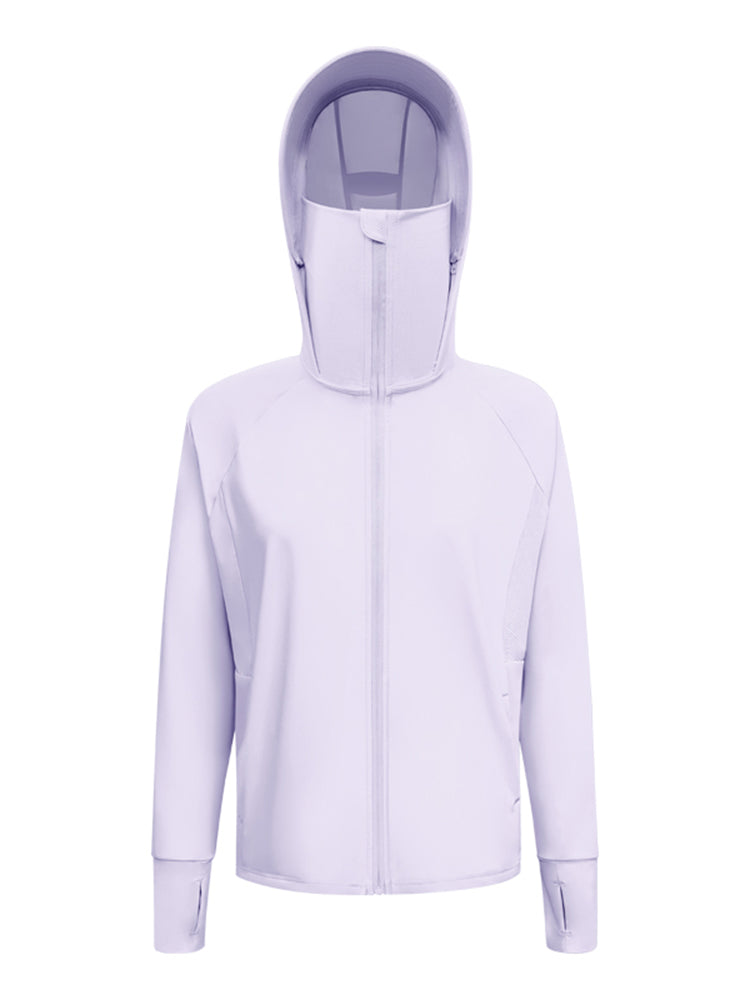 冷感 UV加工 サンバイザー付き 顔までカバー パーカー