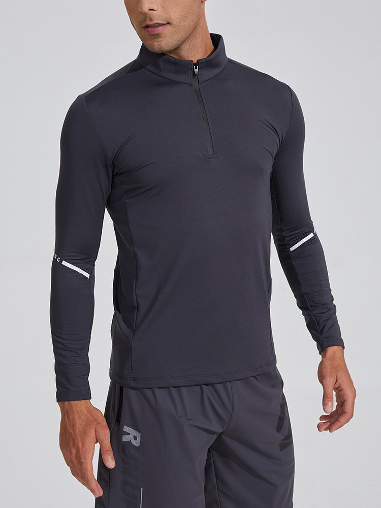 ハーフジップ タイツ長袖メンズ 秋冬 トレーニングウェア