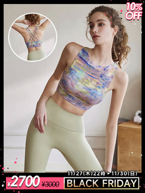 タイダイ柄ブラトップ バック交差 揺れない