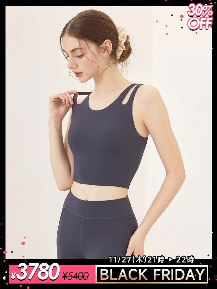 ダブルストラップ スポーツブラ パッド付き