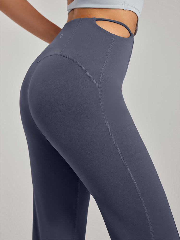 不規則カット ハイウェスト 接触冷感 フレアレギンス 日焼け止め