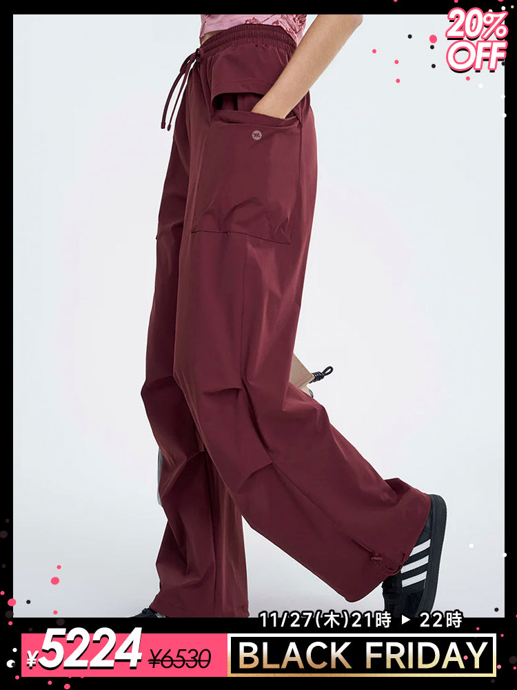 カジュアル ウエストゴム ワイドカーゴパンツ