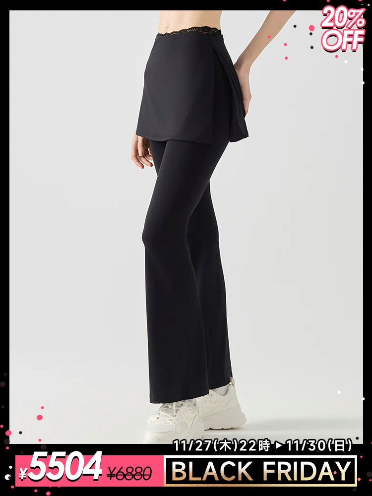 レース フレア スカート付きレギンス