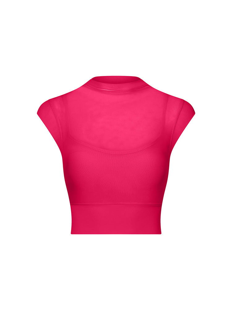 メッシュ 通気性 フェイクレイヤード パッド付き ブラトップ