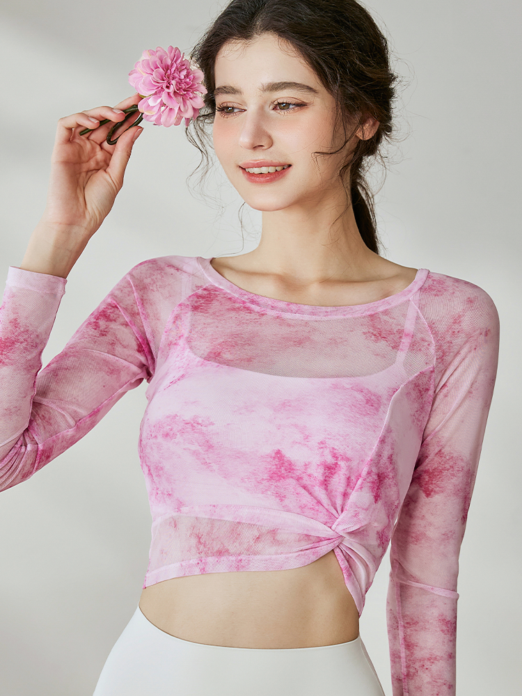 タイダイ柄 オーガンジー 長袖+スポーツブラ セット