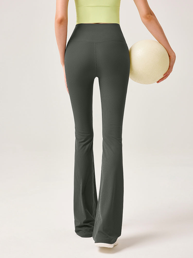 ハイウェスト リブ フレアレギンス