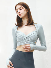 パット付き ヨガウェア ショート丈 フロントクロス