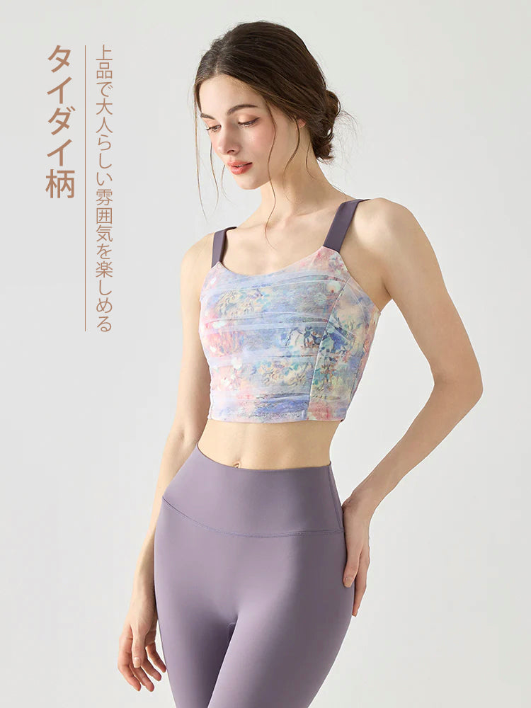 メッシュ タイダイ柄 パッド付きブラトップ