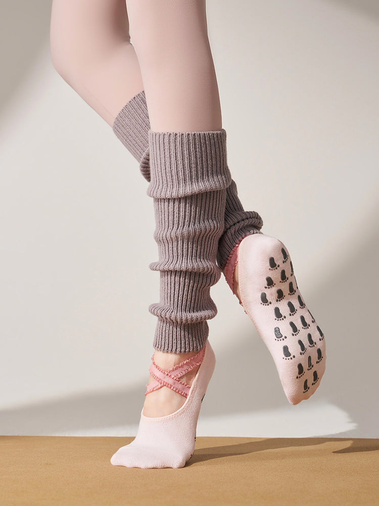 厚手 ハイソックス 滑り止める付き ピラティス靴下 レッグウォーマー付きソックス