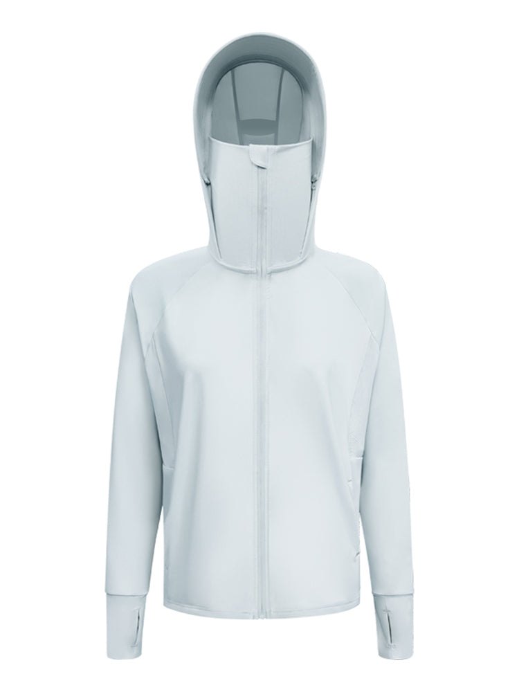 冷感 UV加工 サンバイザー付き 顔までカバー パーカー