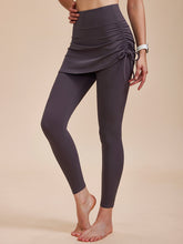 2in1 スカート付きレギンス ドローストリング ハイウエスト レギンス