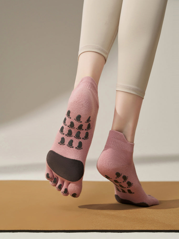 本革 滑り止める付き 甲あき 5本指ソックス