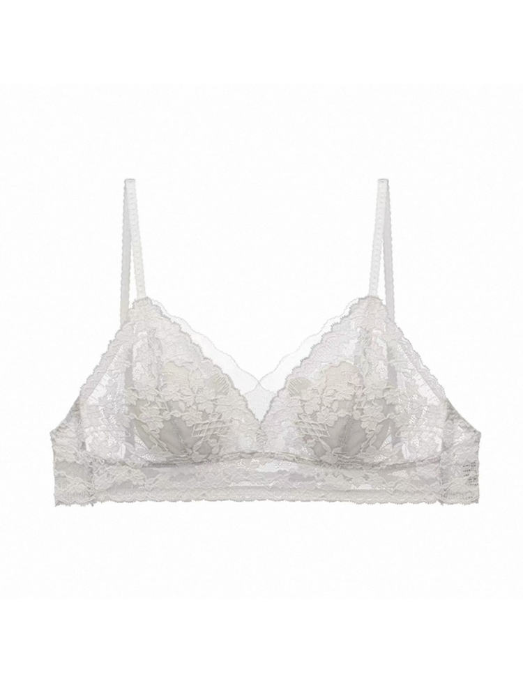 【ノンワイヤー】軽やかな着心地 総レース配色ブラ&ショーツ