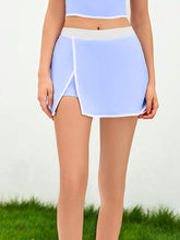 配色 スリット入り インナー付きスカート