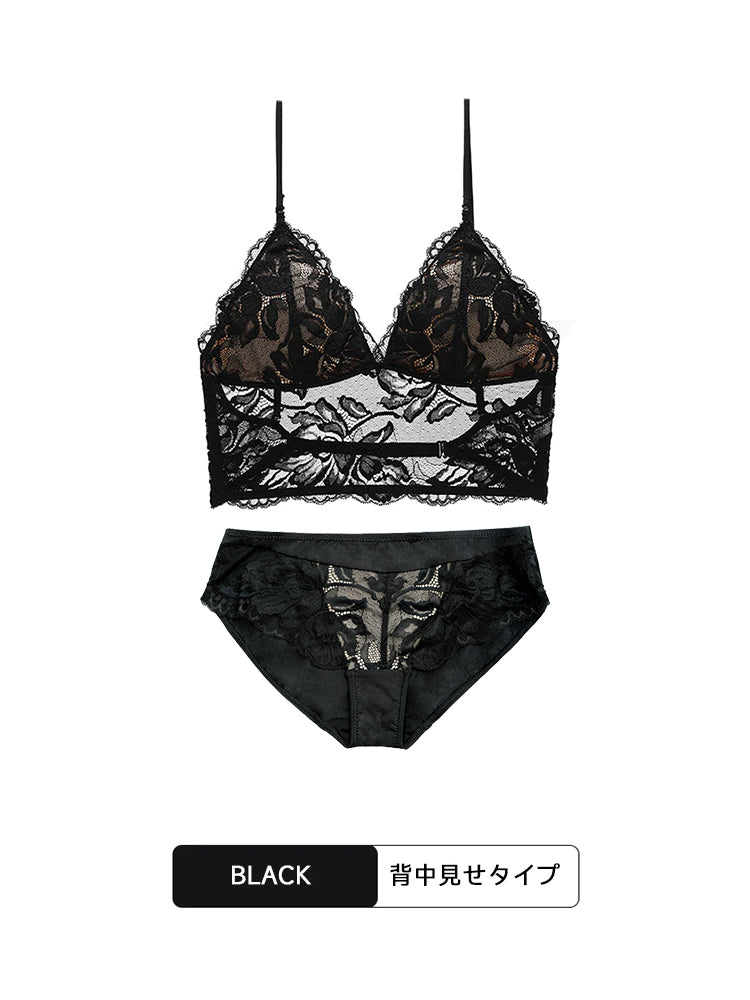 LIKEWILLOW 花柄レースノンワイヤーブラセット