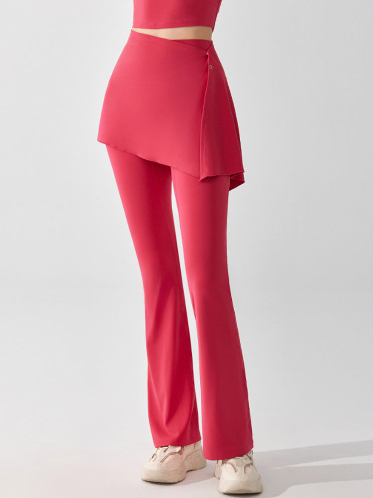 スカート付き ハイウエストレギンス フレアパンツ