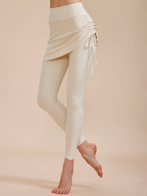 2in1 スカート付きレギンス ドローストリング ハイウエスト レギンス