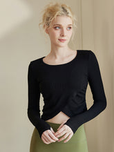 アシメ ギャザー リブ長袖