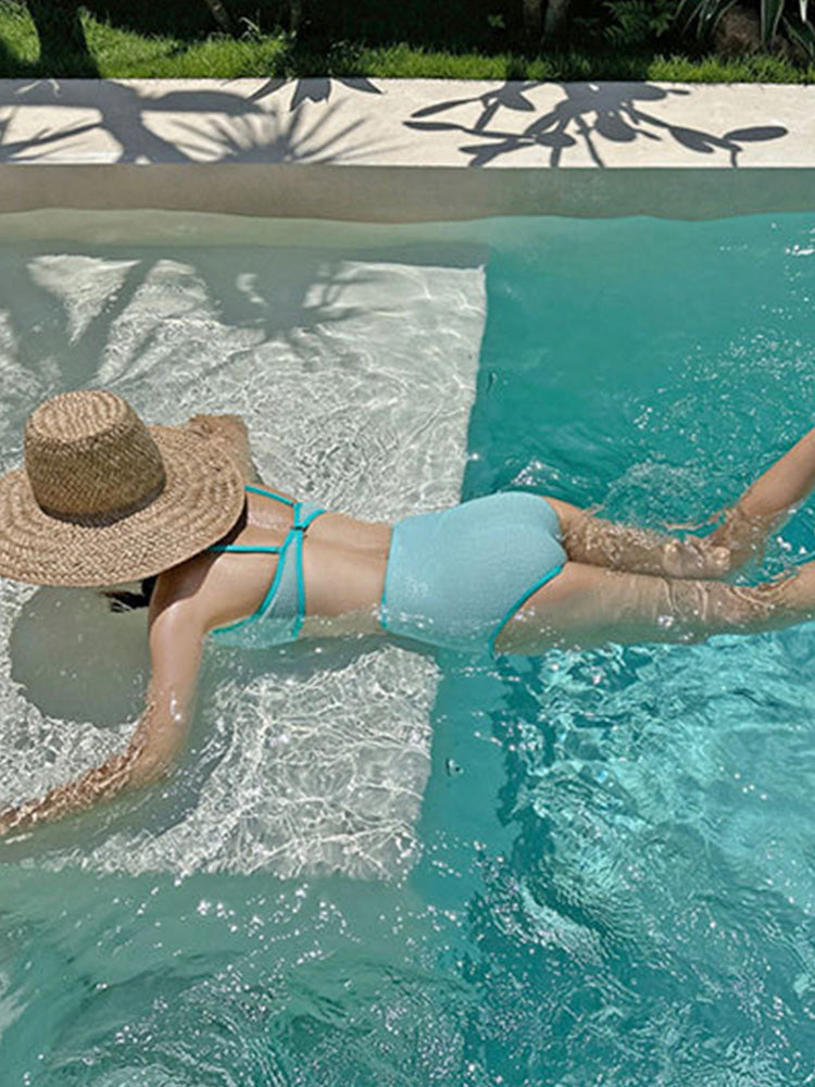 韓国風シンプルデザインビキニ上下セット