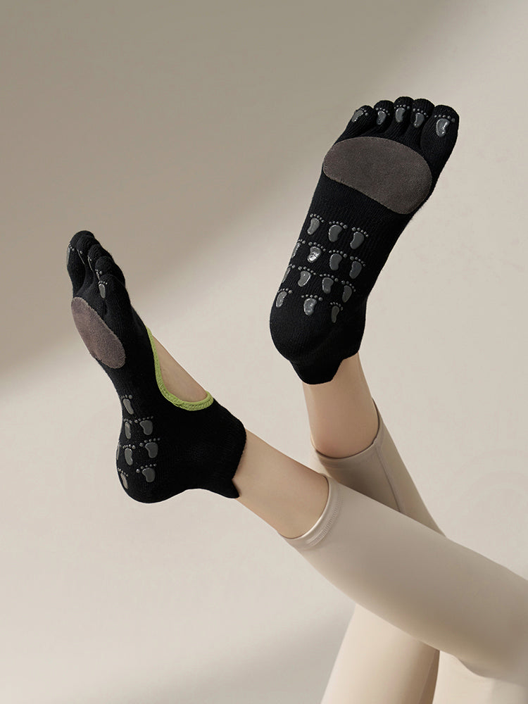 本革 滑り止める付き 甲あき 5本指ソックス