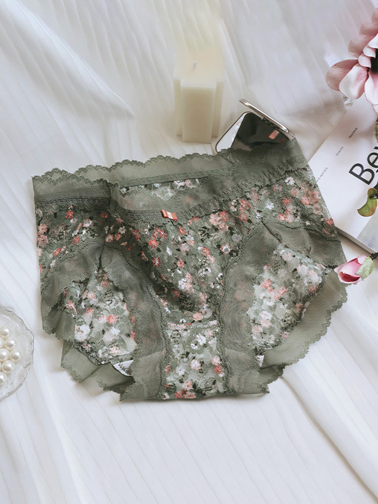 LIKEWILLOW 花柄 総レースショーツ はきこみ丈ふつう