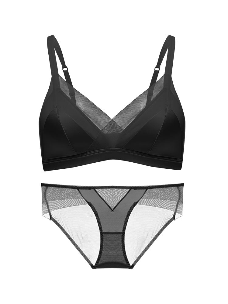 LIKEWILLOW 光沢感ワイヤレス 通気ブラ&ショーツ