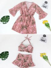 ホルダネックタイプ 花柄水着3点セット