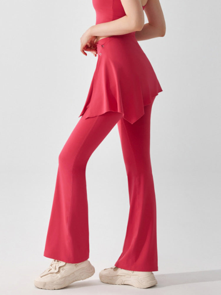 スカート付き ハイウエストレギンス フレアパンツ