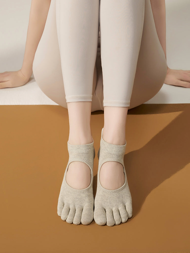 本革 滑り止める付き 甲あき 5本指ソックス