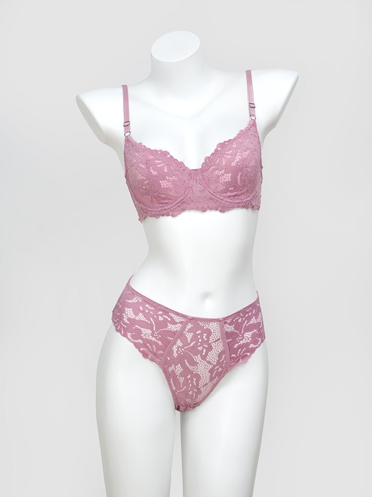 【ノンパテッド】軽い!柔らかい総レース下着セット