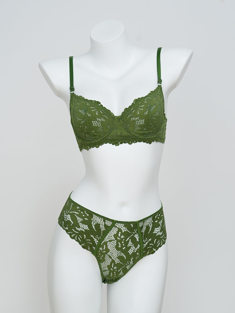 【ノンパテッド】軽い!柔らかい総レース下着セット