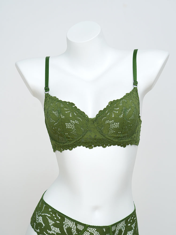 【ノンパテッド】軽い!柔らかい総レース下着セット