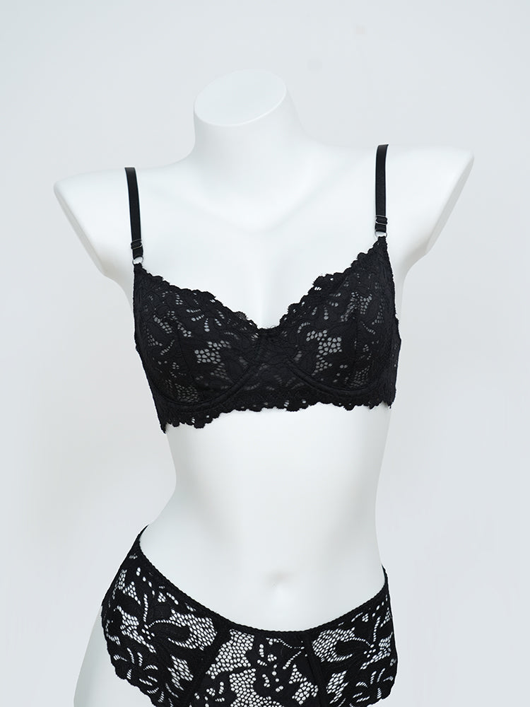 【ノンパテッド】軽い!柔らかい総レース下着セット