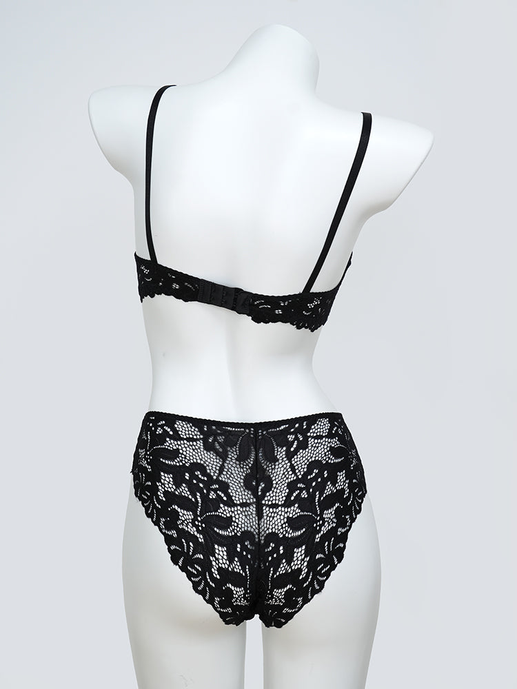 【ノンパテッド】軽い!柔らかい総レース下着セット