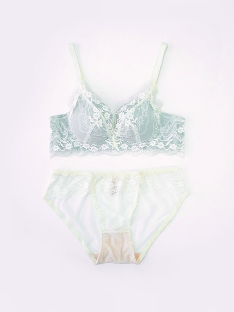 【ノンワイヤー盛れる】花柄総レース盛りブラ&ショーツ