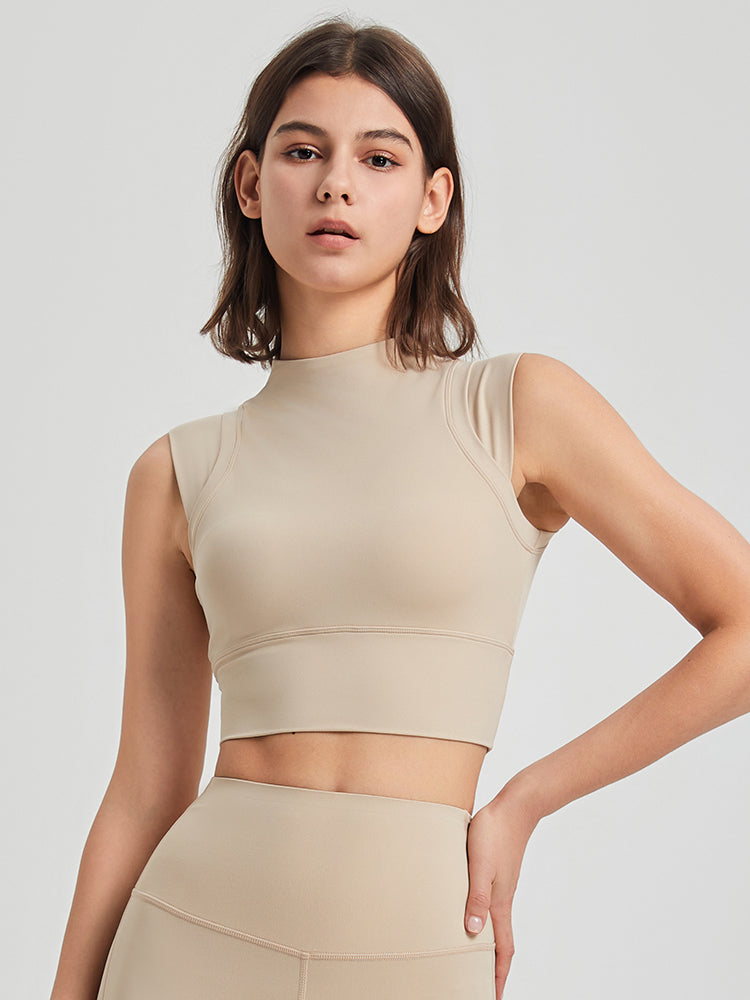 Y2K ハイネック クロップド タンクトップ