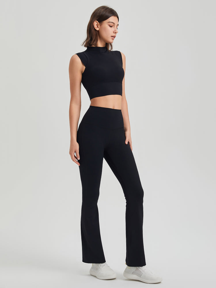 バックシャーリング入り フレア レギンス