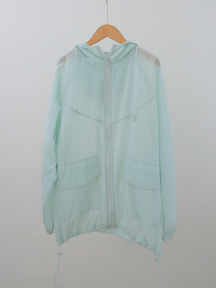 UV加工 ラッシュガードパーカー 撥水 薄手 軽量