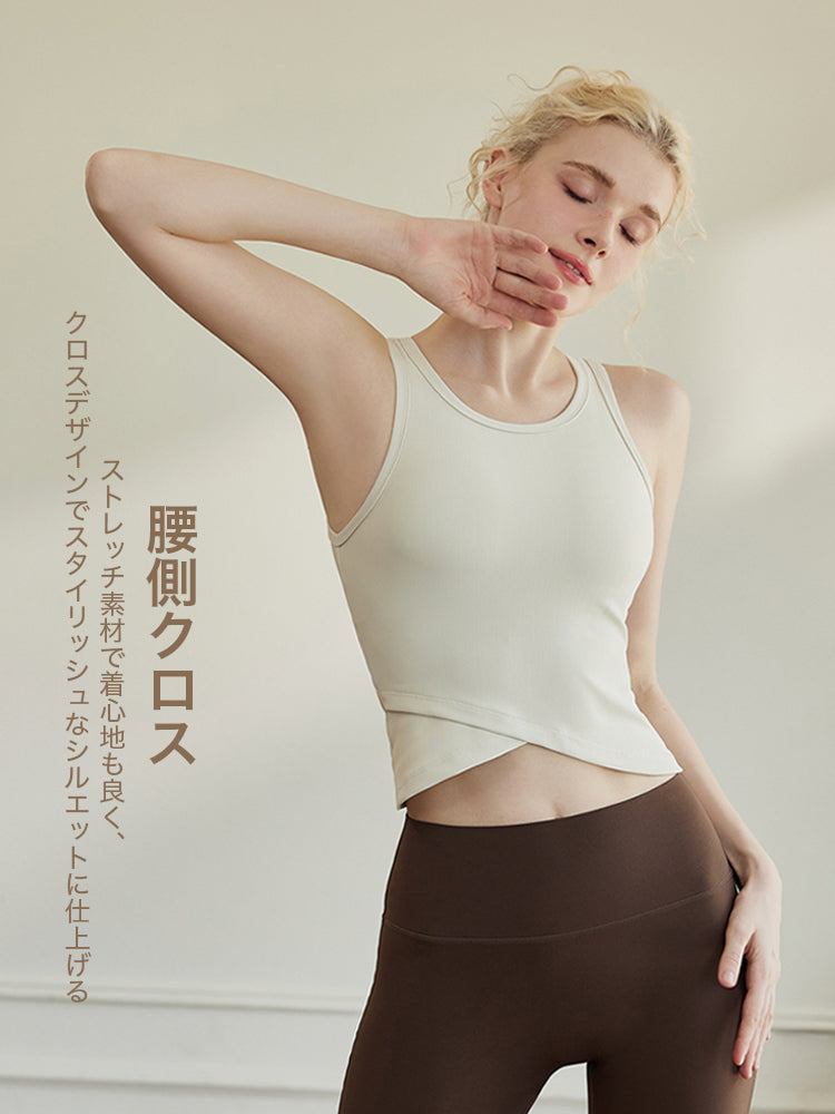 パッド付きタンクトップ フロント交差