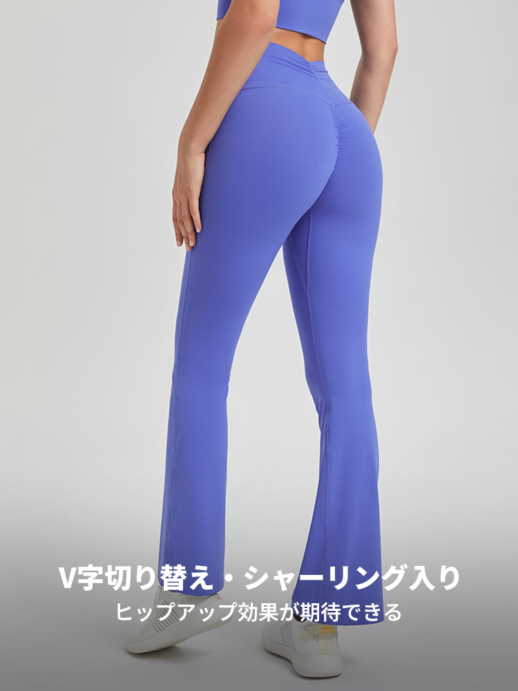 バックシャーリング入り フレア レギンス