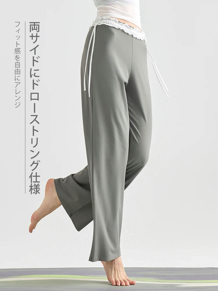 レースデザイン ヒップアップ ワイドパンツ