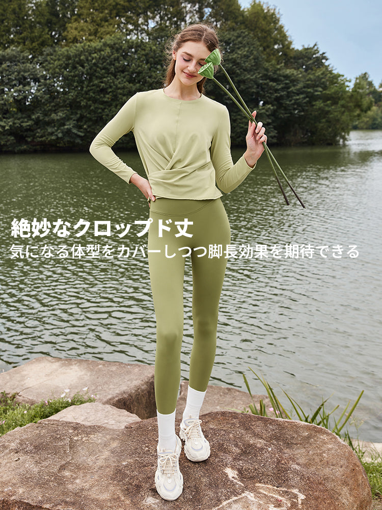 秋冬 フロント シャーリング 長袖 トップス