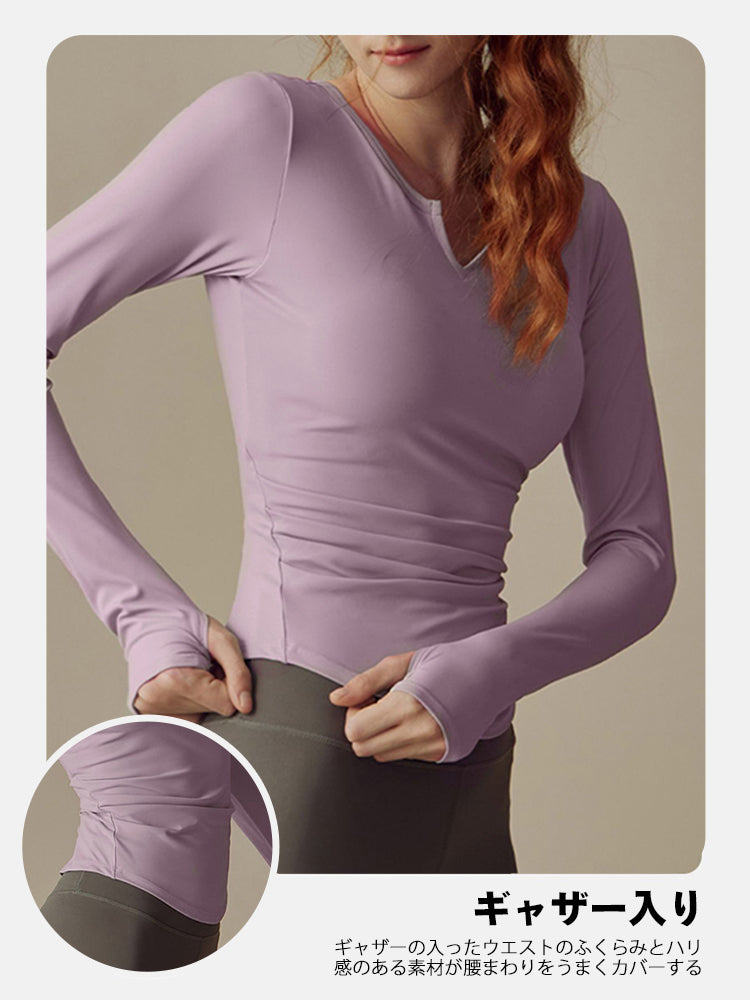 パッド付き長袖 ランドヘム 細身