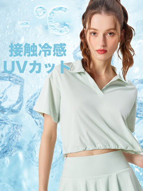 Vネック 半袖 日焼け止め Tシャツ