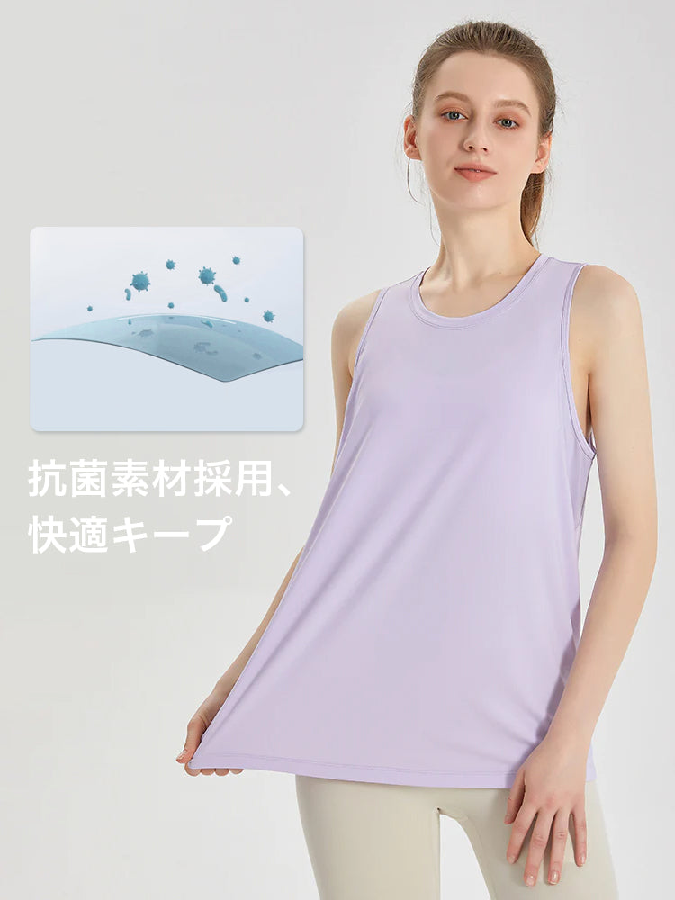 冷感 メッシュ切り替え uvカット ノースリーブ タンクトップ