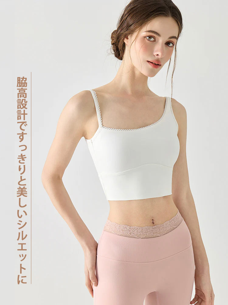 背中見せ アシンメトリーストラップ キャミソール パッド付き