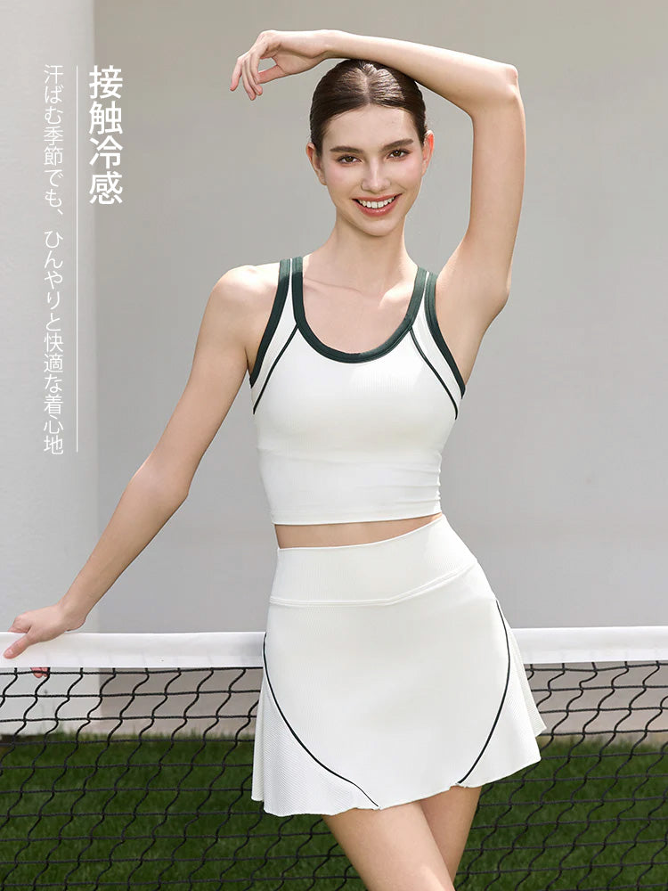 接触冷感 速乾 リブ タンクトップ テニスウェア レディース