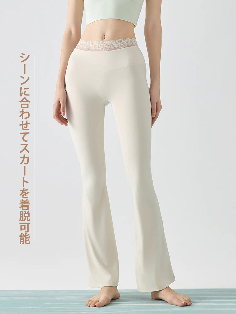 レース フレア スカート付きレギンス